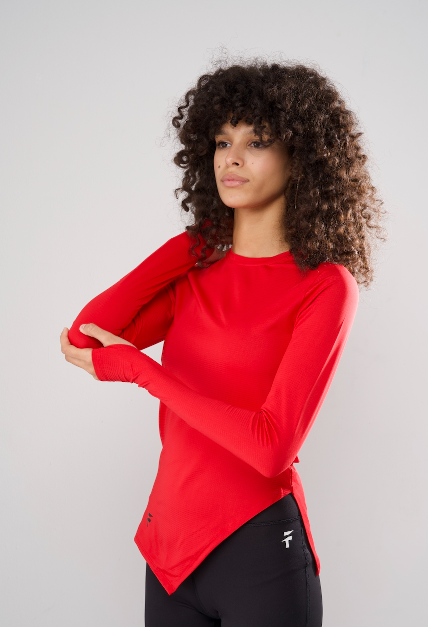 ESSENTIAL LONG SLEEVE TOP - Crimson Red