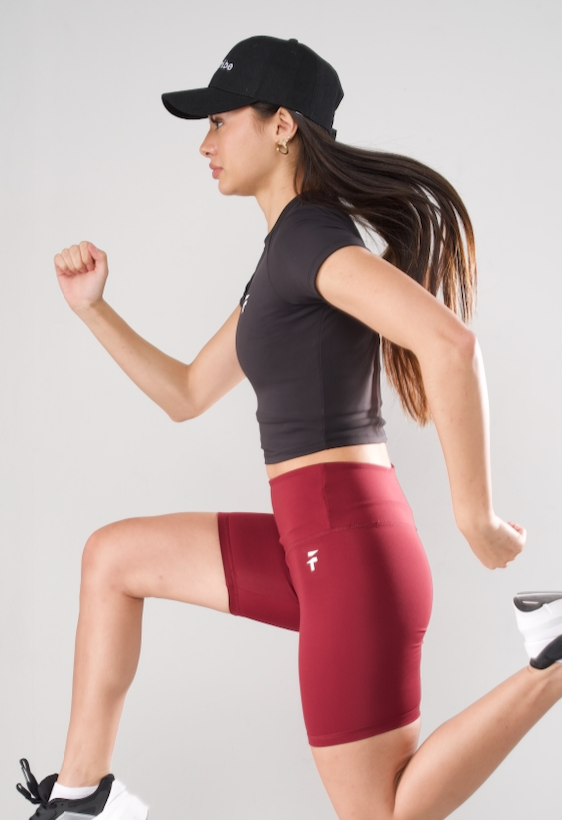 ULTRA SOFT ESSENTIAL BIKER SHORTS - Merlot Red
