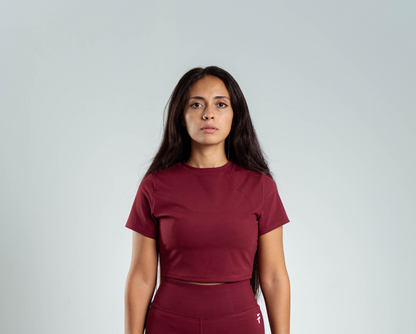 ULTRA SOFT ESSENTIAL CROP TOP - Merlot Red