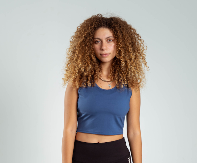 ULTRA SOFT ESSENTIAL SLEEVELESS CROP TOP - Crystal Blue