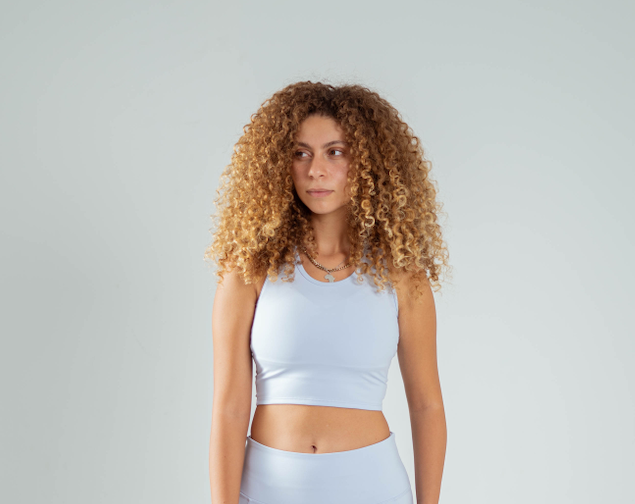 ULTRA SOFT ESSENTIAL SLEEVELESS CROP TOP - Aqua Blue