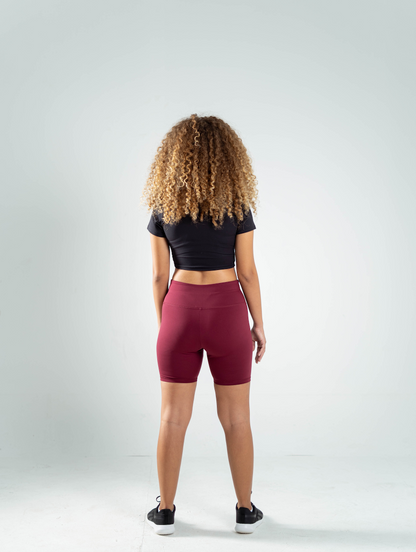 ULTRA SOFT ESSENTIAL BIKER SHORTS - Merlot Red