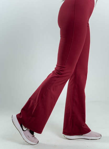 ULTRA SOFT PREMIUM FLARED PANTS - Merlot Red