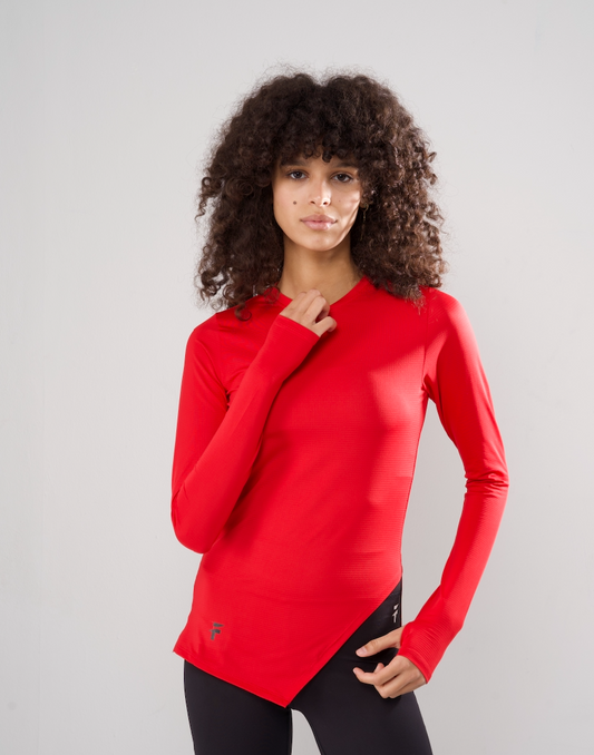 ESSENTIAL LONG SLEEVE TOP - Crimson Red