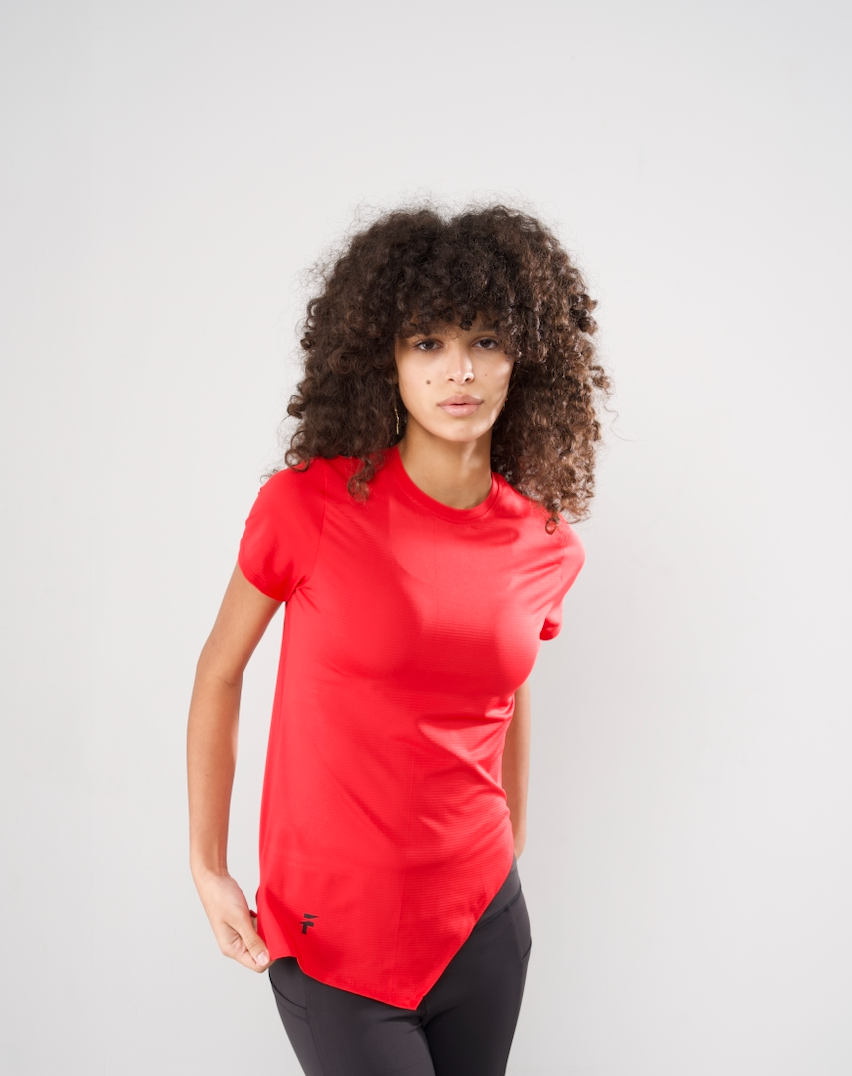 ESSENTIAL SHORT SLEEVE TOP - Crimson Red